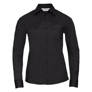 Russell Collection Womens/Ladies Poplin Easy-Care Long-Sleeved Shirt / Black